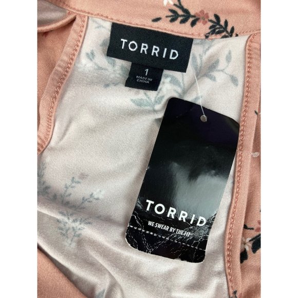 *New Torrid Peach Floral High Neck Tank Fancy Flow Floral Size 1 Women’s 14/16 - Picture 5 of 8